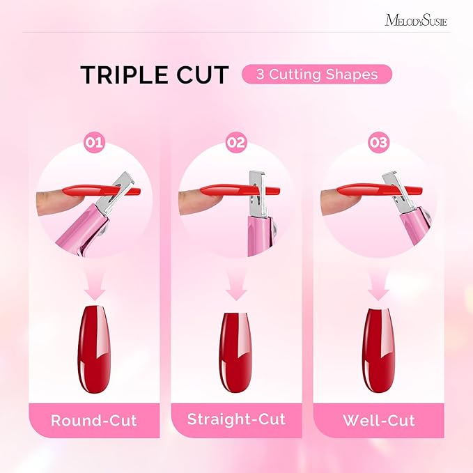 MelodySusie Acrylic Nail Clippers, Professional Nail Clippers Cutters for Acrylic Nails Fake Nail Tips, Adjustable Stainless Nail Trimmer, Manicure Tool for Salon Home Nail Art, Pink
