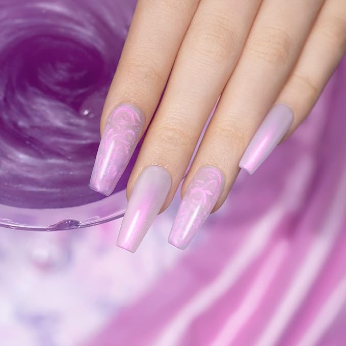 RARJSM Pearl Gel Nail Polish, Glitter Gelpolish Lavender Shimmer Mermaid Nail Gel Soak Off U V G e l for Salon Home DIY Manicure Use