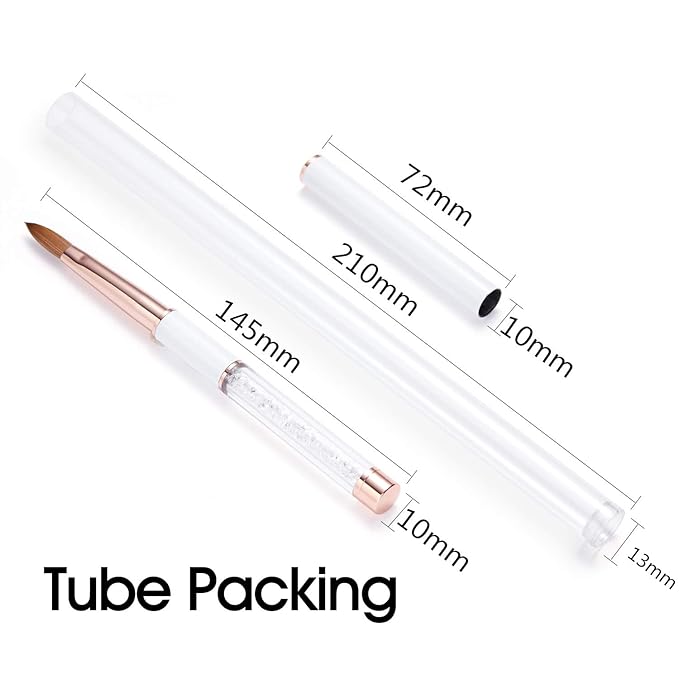 2Pcs Acrylic Nail Art Brushes Size 8 10, 100% Pure Kolinsky Hair Oval Nail Brush for Acrylic Application, Professional Nail Extension Manicure Tool Striping Nail Drawing Pen for Home