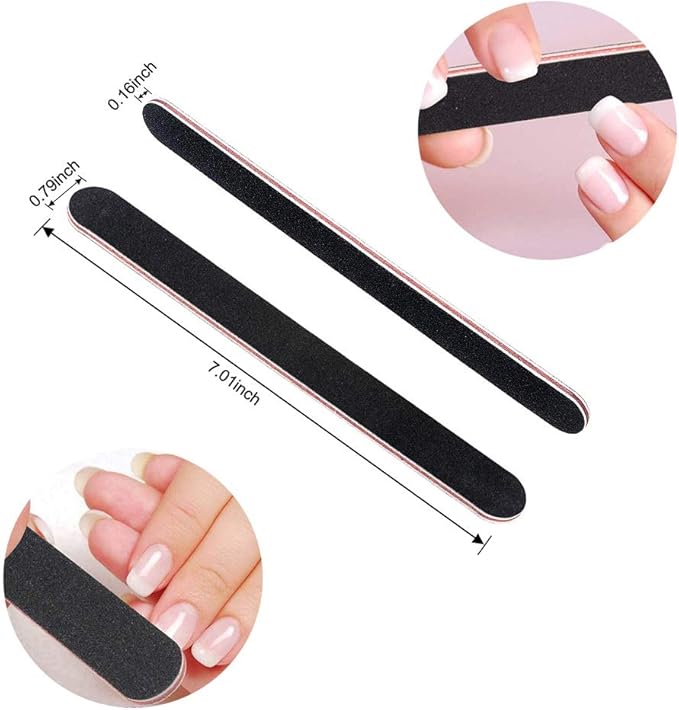 12Pcs Coarse Nail File Set Professional, Emery Boards for Nails 100/180 Grit, Heavy Duty Nail Files for Acrylic/Gel/Natural Nails, Large Nail Filer for Home and Salon Use