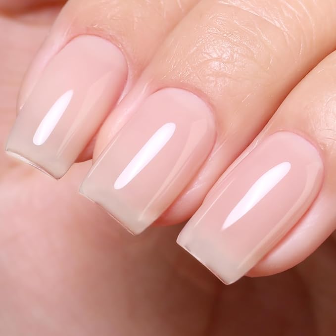 Imtiti Nude Jelly Gel Nail Polish, Sheer Translucent UV Gel Polish for Nail Art Soak off UV Led 10ML