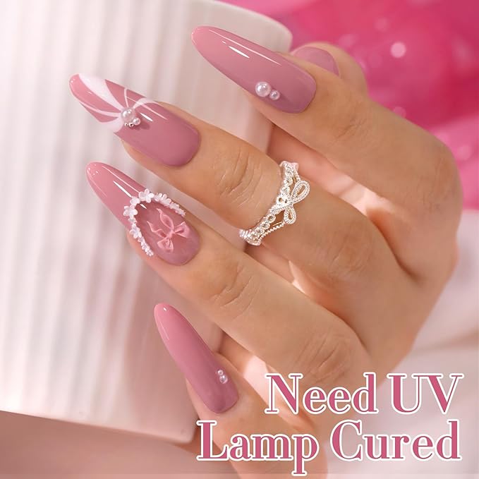 Double Rhythm 0.5 Oz Gel Nail Polish Neutral Natural Same Color Same Bottle Translucent Light Milky Pastel 15ML Manicure French Design Art DIY at Home (Mauve Pink-A1242)
