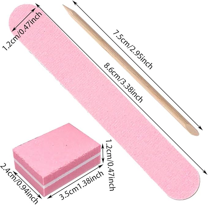 50 Set Press On Nail Tool Prep Kit for Nail Salon Business, Disposable Manicure Kit with Nail File, Mini Nail Buffer, Adhesive Nail Tabs, Wood Stick, Packaging Bag