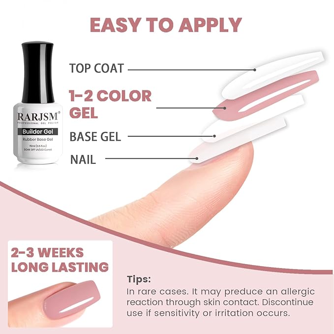 RARJSM Rubber Base Coat Gel Polish Nude Gray Purplish Pink Skin Tone Rubber Base Gel for Nails Natural Color French Manicure Extend Gel Soak Off Curing Requires Single Bottle 15ml Salon Home DIY Use