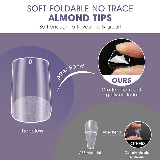 Short Square Gel Nail Tips: 240 PCS Pre-Shaped Full Cover False Square Nails Tips Acrylic Clear Fake Nails Extension for Nail Manicure Home DIY Women 12 Sizes