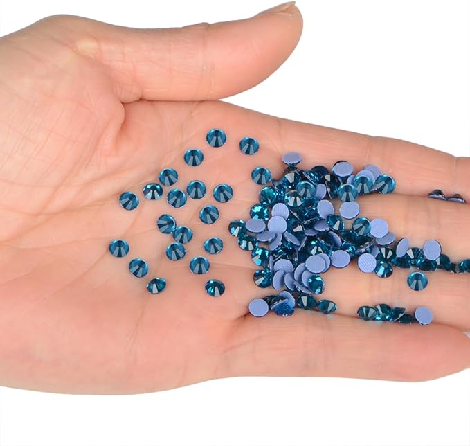 NCB 2880pcs Hotfix Rhinestones Flatback Crystal Rhinestones for Crafts Crafting Clothes Shoes DIY Decorations (Blue Zircon, SS6 2mm)