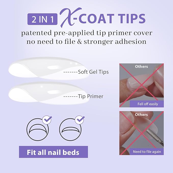 BTArtboxnails Almond Gel Nail Tips Short - Pre Colored Milky White Soft Gel Nail Tips, Milky White Press on Nails, Natural XCOATTIPS