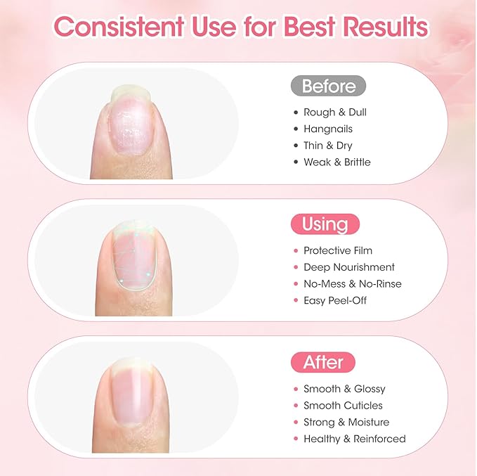 Gellen Peelable Nail Strengthener Mask, Air Dry Peel-Off Nail Mask for Nail Strengthener and Growth, Nail Repair Masque for Damaged Weak Thin Nails, Natural Nail Treatment, Rose Scent