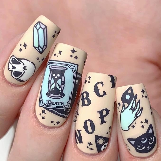 Maniology Sorcery & Spells Nail Stamping Plate Set | Halloween-Themed Designs Bundle for Mystical DIY Manicures – Reusable, Rectangular Stainless Steel Nail Art Templates
