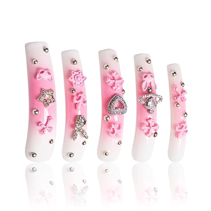 LOVFUL Long Press on Nails Pink Bliss Blush | Handmade Acrylic Press ons | Reusable Fake False Nails | Curve Long 2.2 in | H141-S
