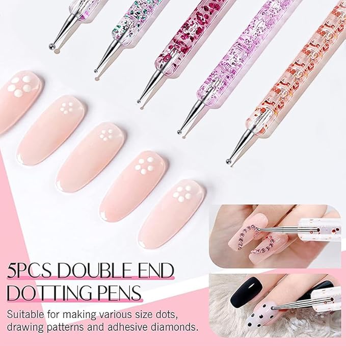 BORN PRETTY 33pcs Nail Art Brushes,Double-ended Dotting Tools,Nail Art Tool Set,Striping Brushes for Long Lines,Fingernail Drawing Pens with Palette Holder All in One for Beginners and Salon Home Use
