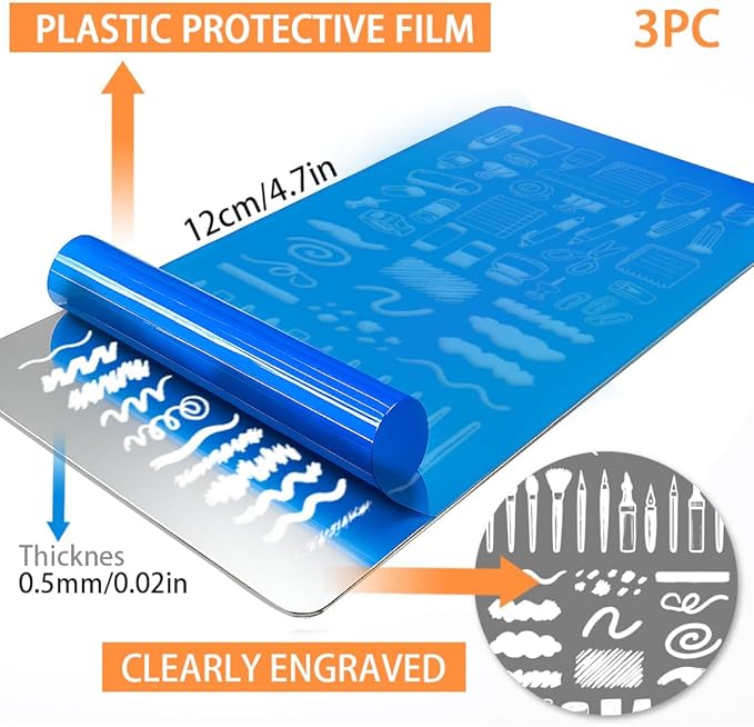 PH PandaHall 3pcs Stationery Nail Stamping Plates Pen Ruler Nails Art Stencils Notebook Scissors Manicures Art Templates Book Study Nails Image Plates for Women DIY Manicure Salon Printing Design