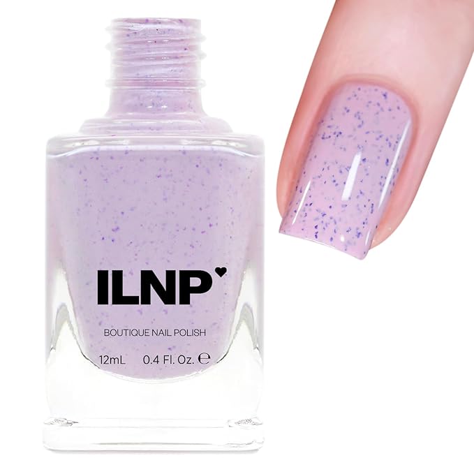 ILNP Heather - Pale Lilac Speckled Nail Polish, Chip Resistant, 7-Free, Non-Toxic, Vegan, Cruelty Free, 12ml