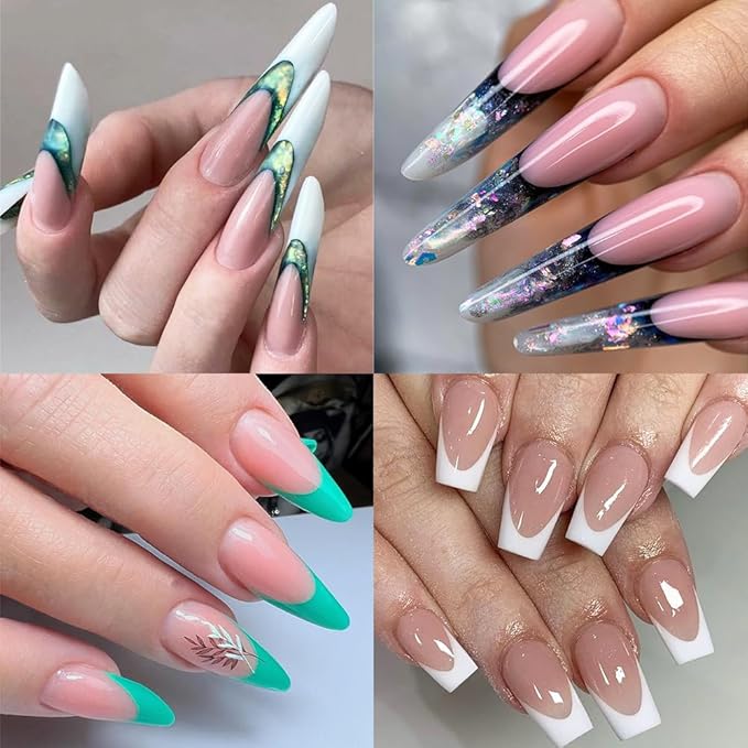 French Forma Dual Stickers, 60pcs Dual Forms Reusable Silicone Mold Pads, French Manicure Tips Inner Mold for Builder Gel Forms, Nails Extension Forms Guide Nail Art Accessories Tools