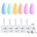Makartt Pastel Gel Nail Polish Set 15ml One N'Done, 6 Colors Spring Summer Colorful Gel Polish Kit Soak Off Blue Green Yellow Purple Pink, Salon-Grade UV Nail Art DIY Salon Home - Summer Spritz