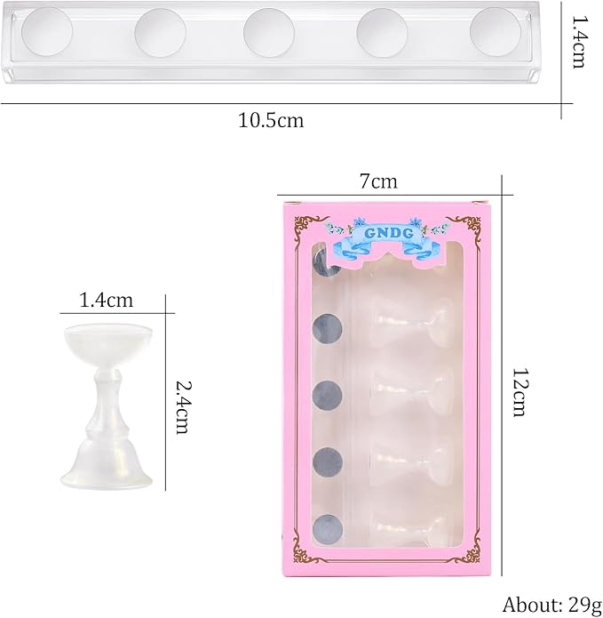 Etercycle Acrylic Nail Display Stand DIY Nail Crystal Holder Magnetic Practice Stands with Reusable Adhesive Putty Clay for False Nail Tip Manicure Tool(White with gold)