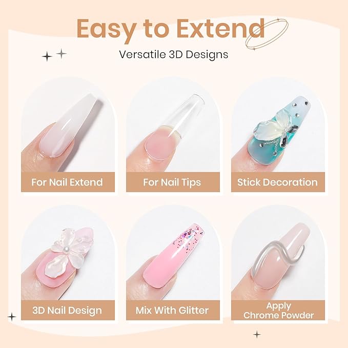 3d Gel Nail Art Sculpture Non Stick Hand Molding Gel for Nails Multifunctional Solid Builder Gels for Extension Carving Sculpting Beauty Charms for Beignner and Salon DIY