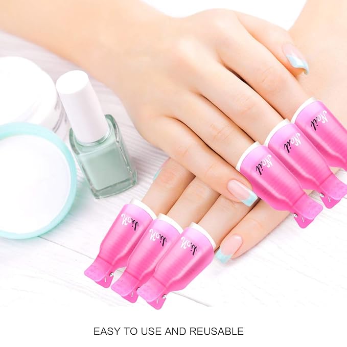 Teenitor Nail Polish Gel Remover Tool Kit, with Soak Off Clips, Cuticle Pusher Peeler Scraper, Remove Pads, Nail Files Buffer Block, Nail Brush Pink