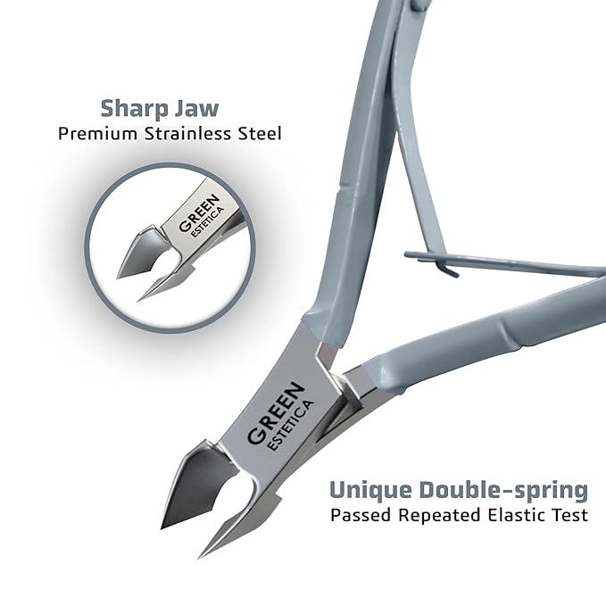 Professional Cuticle Trimmer with Cuticle Pusher Nail Cuticle Remover Nipper Silver Stainless Steel Sharp Blades Manicure Tools with Double Spring Nail Care Pedicure Nail Tools Home Spa (Gray)