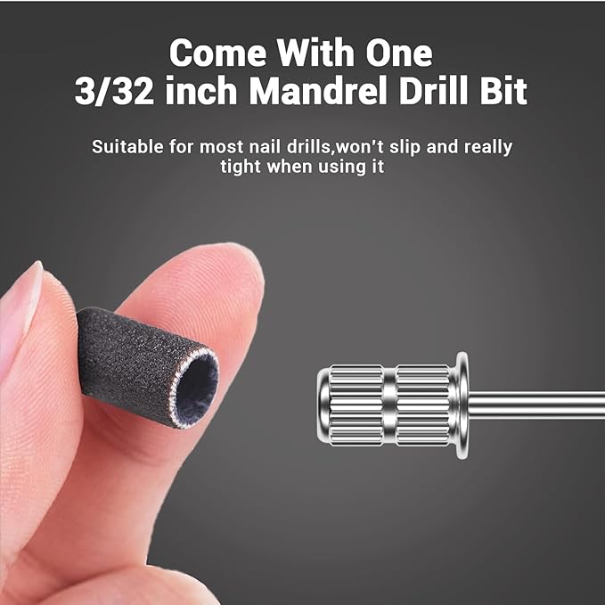 MelodySusie 100 Pcs Nail Drill Bits Sanding Bands for Nail Drill 80 Coarse Grit Nail File Sanding Bands for Acrylic Nails Gel Manicures and Pedicure, Black