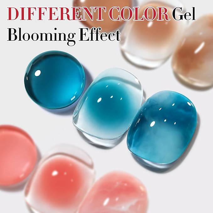 Double Rhythm 2 Pcs 0.5 Oz Blooming Gel Nail Polish Set 15 ml Spreading Effects Clear Gel Nail Polish Kit Nail Art Salon DIY (Bloom Clear)