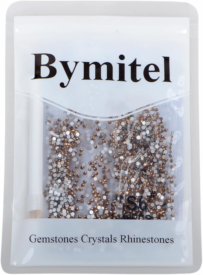 2880PCS Art Nail Rhinestones Non Hotfix Glue Fix Round Crystals Glass Flatback for DIY Jewelry Making with one Picking Pen (ss6 2880pcs, Smoked Topaz)