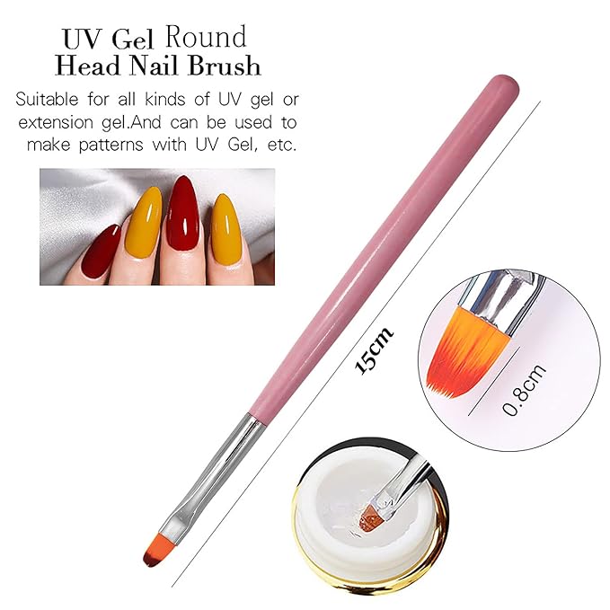 JERCLITY 6pcs Ombre Nail Brushes Set French Tip Nail Brushes UV Gel Painting Nail Gradient Brush for Nails Nail Polish Brush Gel Builder Brush Nail Art Tools Nail Clean Up Brush for Nail Art