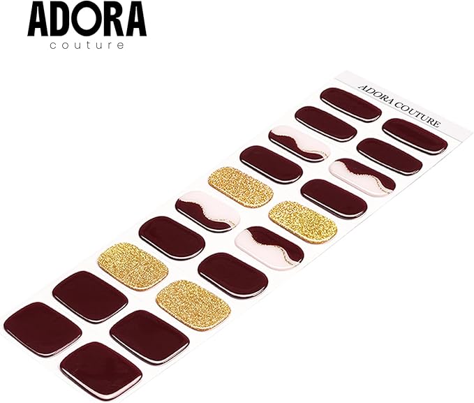 Semi-Cured Gel Nail Strips - 20 Salon-Quality Gel Sticker with UV Light Required, Long Lasting, Easy Application & Removal, Includes Prep Pad, Nail File, Wooden Stick (Cosmic Cocoa)
