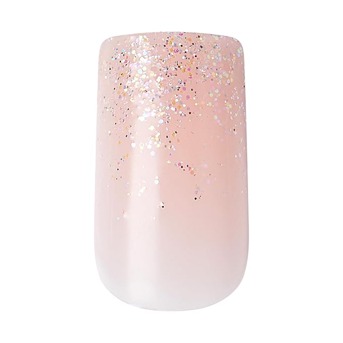 KISS Gel Fantasy Allure Press On Nails, Ready to Wear, 3D Design, Waterproof, Pink Gel Nail Glue 0.07 Oz. (2g), Manicure Stick & Mini File, 28 Count
