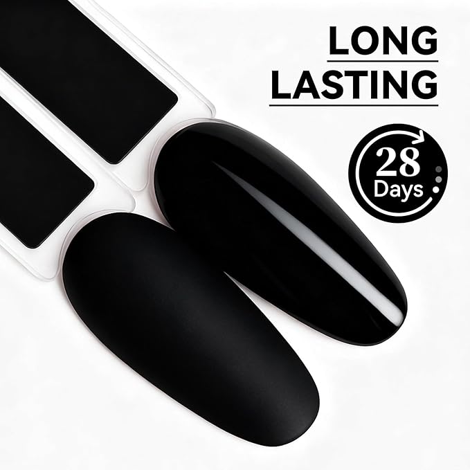 MEGIOR Black Gel Nail Polish 0.5 Fl Oz Black Soak Off UV LED Lamp Light Cure Gel Polish Kit for Salon and Nail Art Starter Manicure DIY at Home