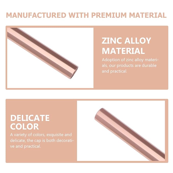 HEALLILY Manicure Pen Caps - 6 Pcs Zinc Alloy Nail Art Pen Covers Durable Nail Brush Protectors for Salon & Home Use