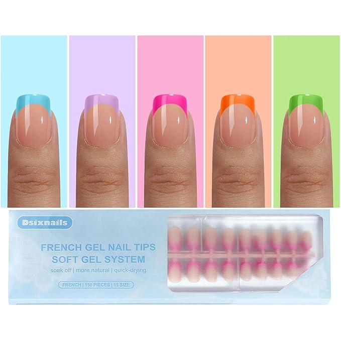 Brighter French Tip Press on Nails, 150pcs Square Extra Short Gel Nail Tips 15Sizes, Pre-lasting No Need to File Soft Acrylic Fake Nail Tips, False Nail Tips Extension for Women Nails