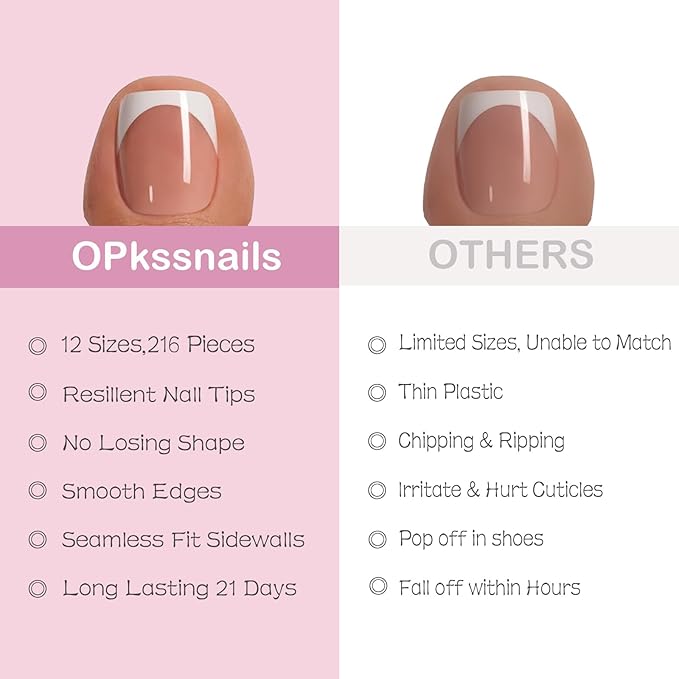 150pcs French Tip Press on Toenails Short Square,Nude Press On Nails White French Toe Nail Tips for Women, Soft Gel Fake Toe Nails, Acrylic Nails Soak off Nail Home DIY 15 Size