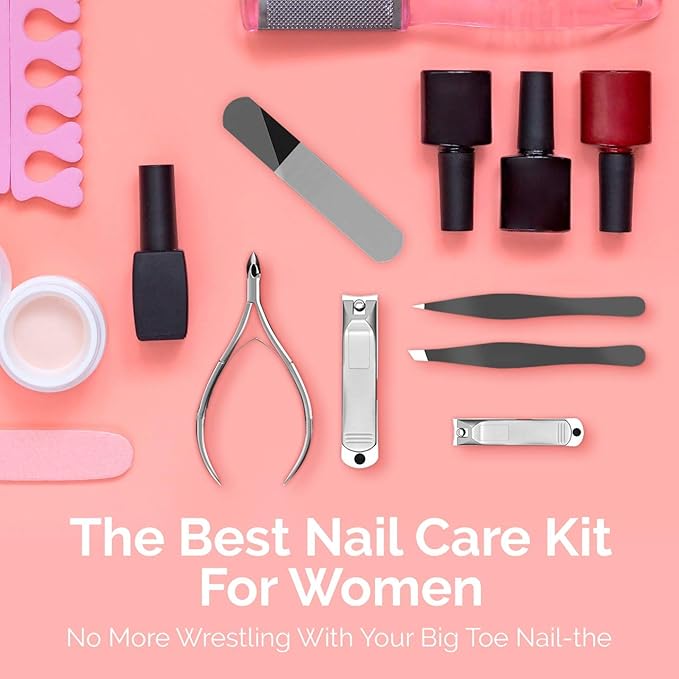 Manicure & Pedicure for Women and Men -Shear Guru: Complete Personal Care 6-Piece Grooming Kit including Premium Nail Clippers for Thick Nails + Nail Trimmer + Tweezers and Portable Luxury Travel Case