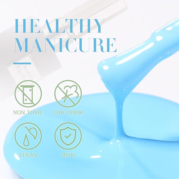 Double Rhythm Gel Polish 15ML Jelly Sheer Pastel Light Milky Color Pearl White Bottle 1 PC 0.5 OZ Full Size Nail Art Salon at Home (Sky Blue-D1113)