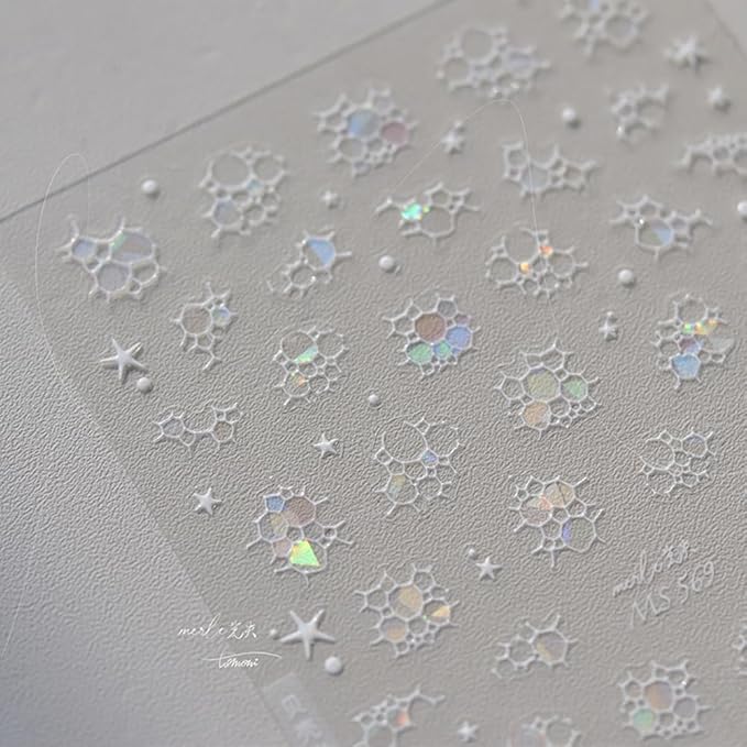 Nail Art Sticker Summer Ripple Nail Decals Reticular Water Wave Ocean Manicure for Women Girls (Water Ripple)