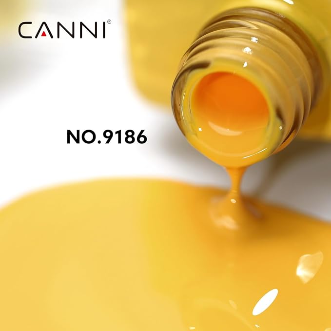 CANNI Yellow Gel Nail Polish, 1Pcs Yellow Gel Polish Color Soak Off U V Nail Manicure Salon DIY at Home