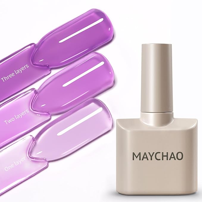 MAYCHAO 15ML Jelly Dreamy Mauve Gel Nail Polish 1Pc Transparent Purple Gel Polish Soak Off UV LED Translucent Nail Polish Nail Art Starter Manicure Salon DIY at Home, 0.5 OZ