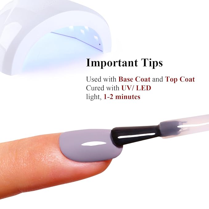 Gel Polish, 0.5 Fl Oz Light Gray Gel Nail Polish Autumn Winter Soak Off LED UV Purple Gray Gel Nail Polish Art Starter Manicure Salon DIY Nail Gel Polish