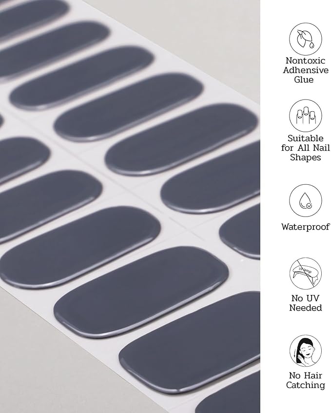 Nail Polish Strips (No UV Lamp Needed) - 22 Pcs Salon Quality Gel Nail Stickers - Long Lasting Wraps (Mossy Secret Green)