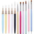 11pcs Nail Art Brushes, Nail Art Liner Brush Set, Dotting Tools, Drawing Pen, Striping Brushes for Long Lines, UV Builder Gel Brush Manicure Design Set