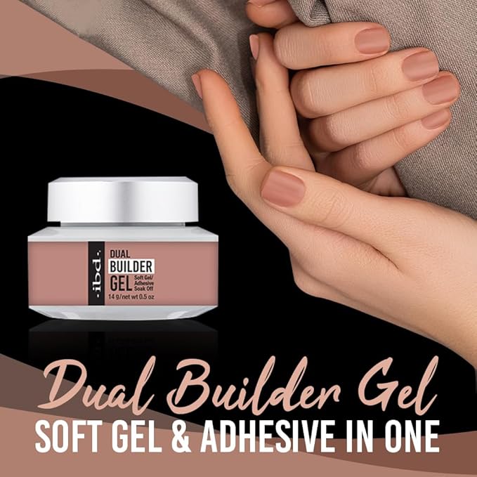 ibd Dual Builder Gel in Warm Nude, Soft Gel and Adhesive, Easy Soak Off, 0.5 oz