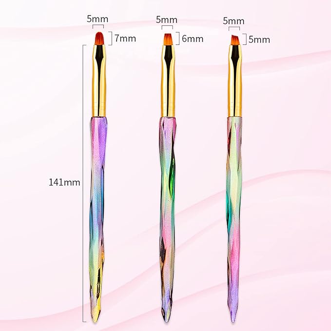 SILPECWEE 3pcs Nail Clean Up Brushes, Nail Polish Remover Brush, Nail Brushes for Cleaning Polish Mistake, Acetone brush, Nail Art Brush Manicure Brush for Nails Design Tool
