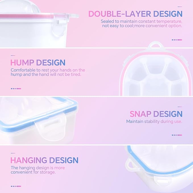 Nail Soaking Bowl Set 2PCS Nail Soak Off Bowl with 5PCS Acrylic Sticks Nail Cuticle Pusher Manicure Remover Tool Kit (7, Pink)