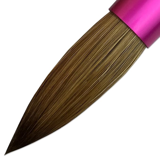 PANA Pure Kolinsky Hair Acrylic Nail Brush - Round Shape Pink Ferrule with White Swirl Blue Handle (Size 20)
