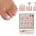 Glamnetic Press On Toenails - Creamer | Neutral Nude and White Ombre Fake Toe Nails with a Glossy Finish | 16 Sizes - 32 Toe Nail Kit with Glue