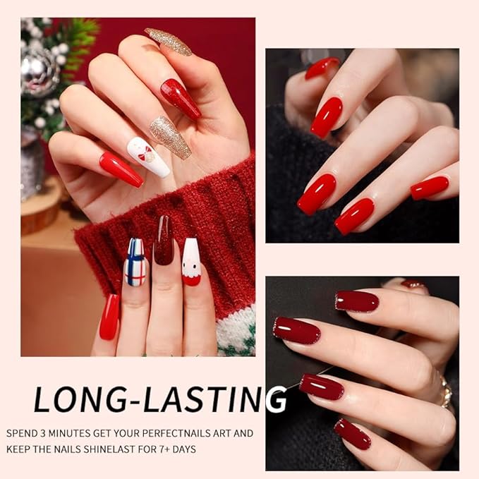 JR 9pcs 15ml Deep Red Burgundy Gel Polish Set Crimson Soak Off Polish Dark Cherry Gel Polish Colors For Nail Salon Gift Red