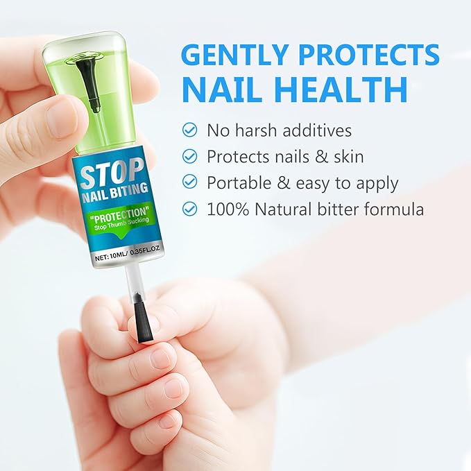 Nail Biting Treatment for Kids, Stop Nail Biting Treatment for Toddlers & Adults, Natural Bitter Nail Polish with Nourishing Oil, Long-Lasting Bitterness to Correct Bad Habits, 10ml/0.35Fl Oz