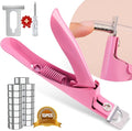 Light Pink Metal Premium Adjustable Nail Clippers with Magnet Sizers for Acrylic Nails, Professional Stainless Steel Fake False Nail Tip Clipper Cutter Trimmer, Manicure Tool for Salon Home Nail Art