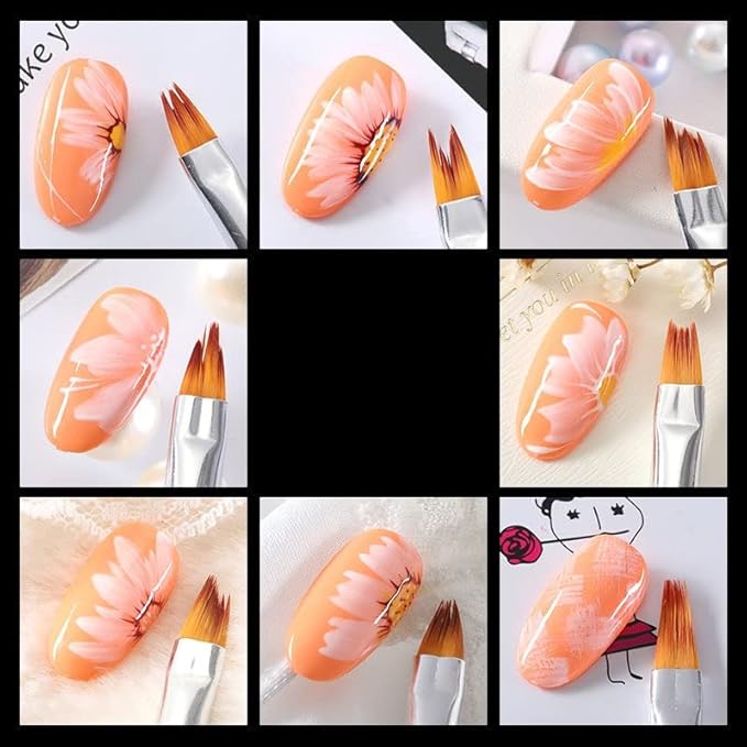 HIGHROCK 8 Pcs Nail Brush Pen Gradient Acrylic Painting Brush Set False Nail Art Tips UV Gel Flower Drawing Pen Manicure Nail Art Pen Tool (BLACK)